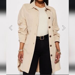 Fashion Nova Tan Button-Up Jean Jacket